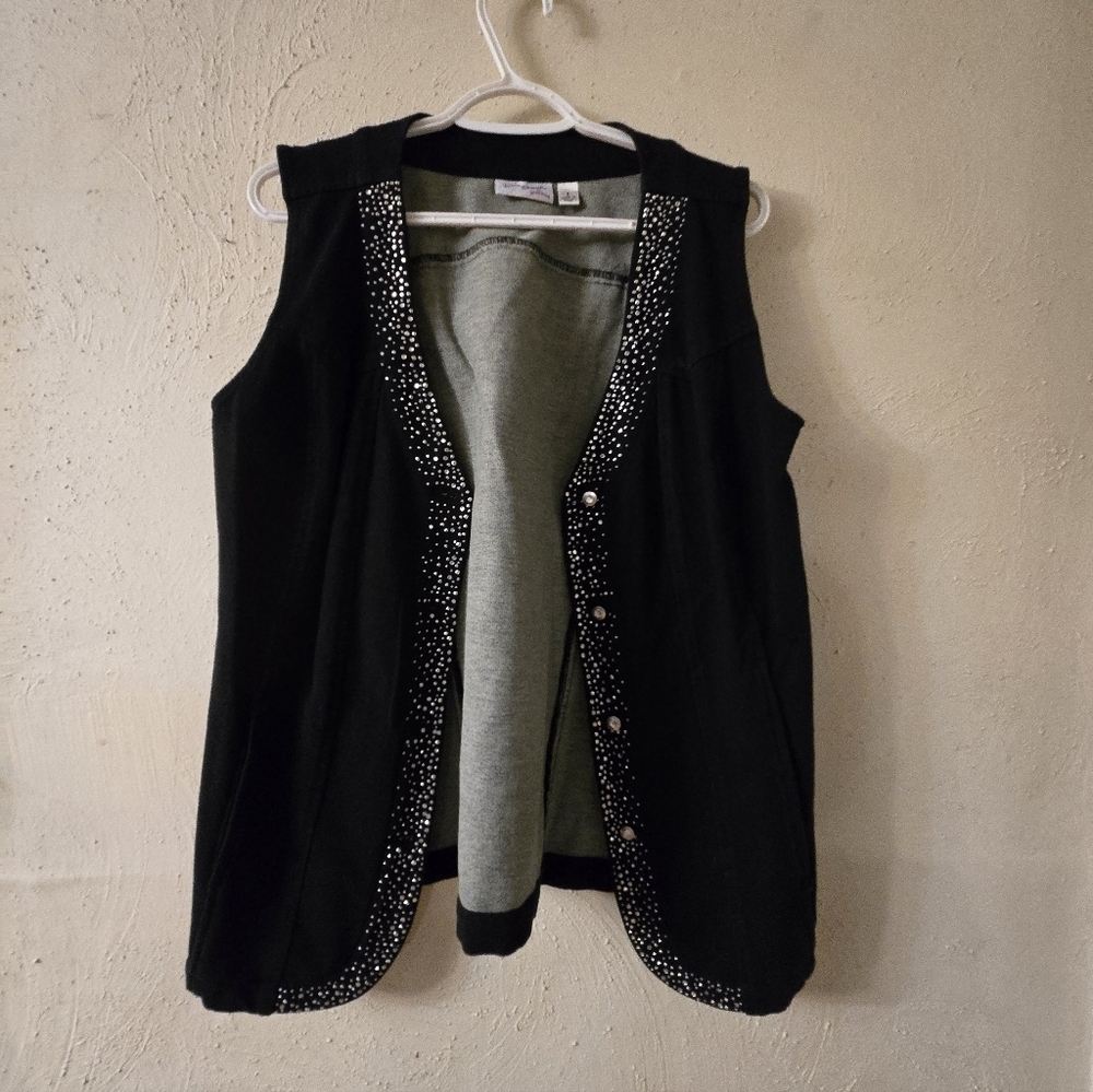 Quacker Factory Black Vest with Silver Accents